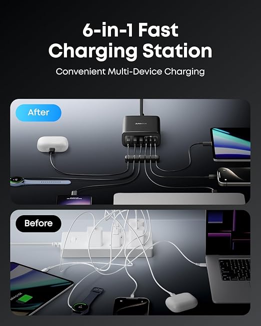 Anker Prime 200W 6-Port GaN USB-C Desktop Charging Station