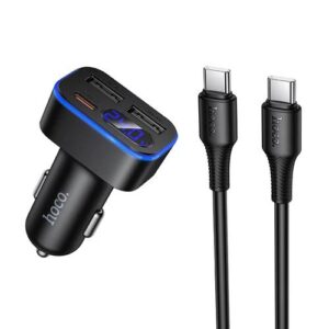 HOCO 42W PD + QC 3-Port Car Charger 2 USB-A + USB-C with 60W USB-C Cable