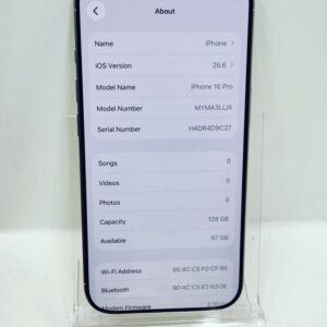 Apple iPhone 16 Pro 128GB White Titanium 100% Battery eSIM Only