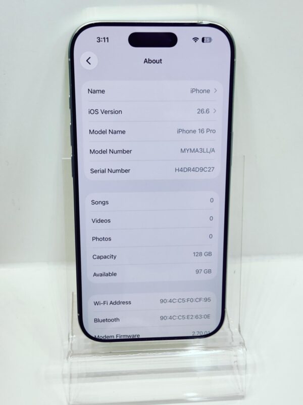84130-2.jpg Apple iPhone 16 Pro 128GB White Titanium 100% Battery eSIM Only