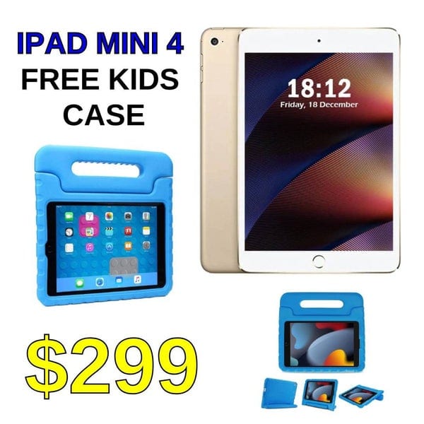 Apple iPad mini 4 Wi-Fi + 3G/4G Cellular 64GB A Grade + FREE KIDS CASE