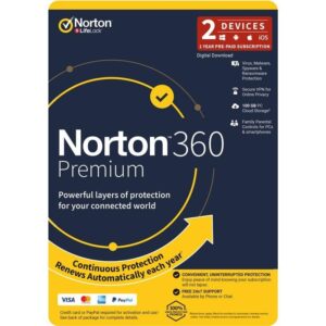 Norton 360 Premium 2 Device, 12-Month ANTIVIRUS for Windows
