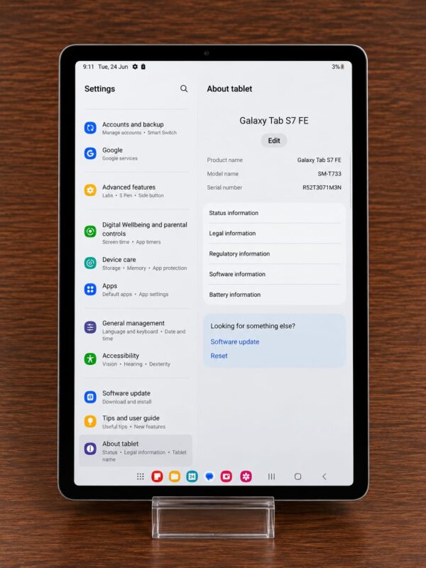 Samsung Galaxy Tab S7 FE 64GB Silver Wi-Fi 12.4-Inch Tablet – Excellent Condition