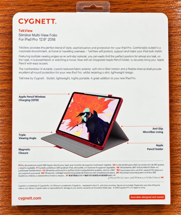 Cygnett TekView Case for iPad Pro 12.9-inch 2018 – Red Folio Cover with Apple Pencil Holder