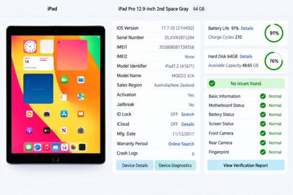 Apple iPad Pro 12.9-inch 2nd Gen 64GB Silver Wi-Fi + Cellular – Good Condition