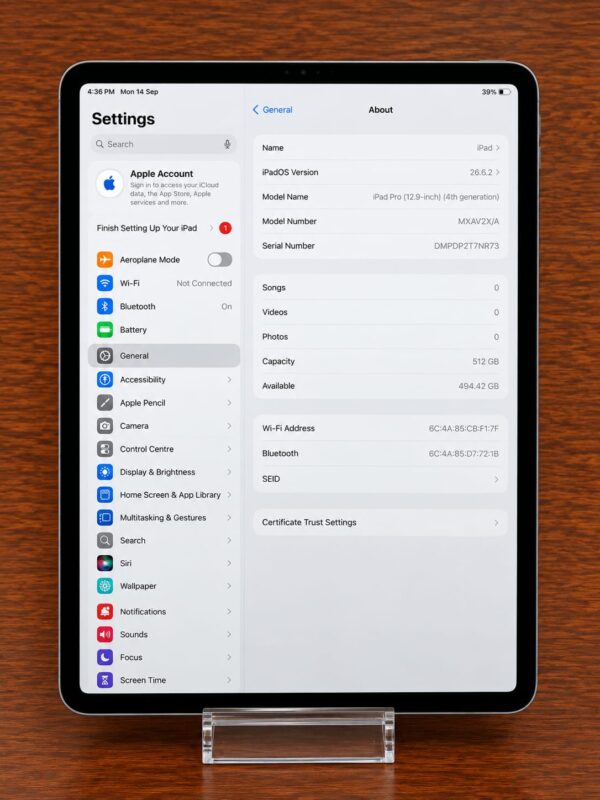 Apple iPad Pro 12.9-inch 4th Gen 512GB – Space Grey – Good Condition